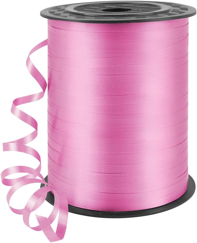 HimBen 500 Yards Curling Ribbon for Gift Wrapping, 3/16" Balloon String for Christmas Valentine Birthday Wedding Party Festival Decoration, Crafts, Flower Bouquet(Solid Pink) - Image 1
